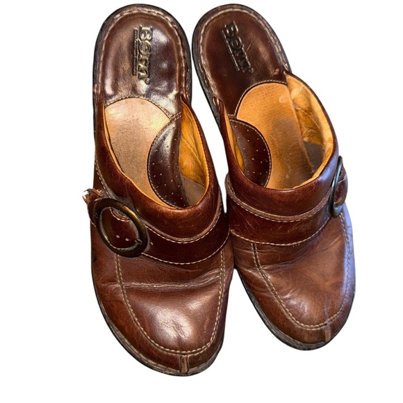 Born Women's Brown Leather Mules with Buckle - Picture 2 of 5